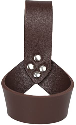 Linghe Gürtelhalter aus echtem Leder Gürtelhalter für Schwerter LARP Mittelalter Wikinger Fasching Kostümfest Halloween Lederholster (Braun)