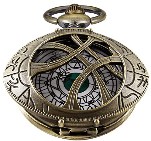 Tiong Antik Steampunk Quarz Taschenuhr Anhänger Halskette Kette Geschenk Herren, Taschenuhr Herren Quarz Taschenuhr Armband Geschenkbox, Cf1003-uk
