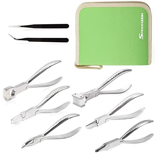 SPEEDWOX Set di 6 pinze per occhiali da vista tra cui nasello di regolazione, pinza di regolazione, pinze di regolazione per bracci, pinze per telaio per riparazione, pinze per regolazione bracci