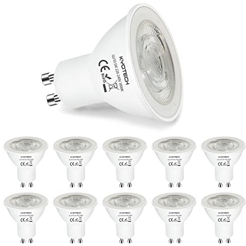 KYOTECH GU10 LED Warmweiss, 5W LED Lampe Ersetzt 50W Leuchtmittel, 3000K Warmweiß Glühbirne, 400 Lumen Birnen, Abstrahlwinkel 38°, Nicht Dimmbar GU10 LED, LED Energiesparlampe, 10 Stück
