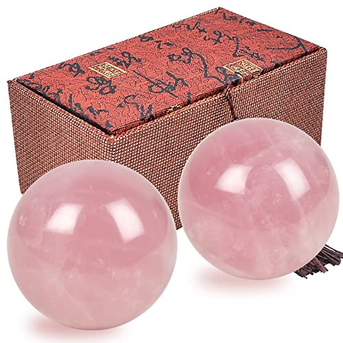 Juanxian Rosenquarz-Massagebälle, 4 cm breit, Geschenkbox, Handrollbälle, Fitnessball, Muskel-Stretch, Handball, Akupunkt-Massagegerät, Gesundheitswerkzeug, 2 Stück