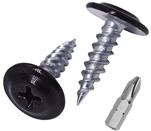 SKIR'CO (400 Stück) lackierte 4,2 x 16 mm selbstschneidende Holzschrauben Metallschraube Kreuzschlitz modifizierter Halsspannkopf (Jet Black RAL 9005)