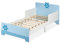 Relaxdays Kinderbett mit Rausfallschutz, HBT: 60x77x143 cm, Lattenrost, Kleinkindbett mit Seefahrt-Motiv, MDF, blau/weiß
