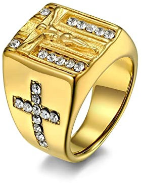 Wycian Ringe Kreuz, Ringe Damen Edelstahl Gold Größe 67 (21.3) Elegant Versprechen Verlobung Ringe für Unisex