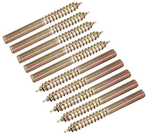 sourcing map M5x50mm Vis Double Filetage Boulon Cintre, 12pcs Double Terminal Cheville Vis Bois pour Meuble Connexion
