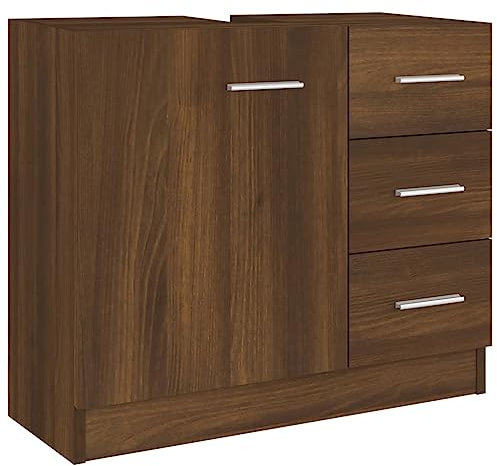 vidaXL Vitrinenschrank, Vitrine mit viel Stauraum, Beistellschrank für Schlafzimmer Wohnzimmer Büro, Büroschrank Schrank, Braun Eichen-Optik Holzwerkstoff
