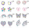 Diamday 8 Pares Rosca Pendientes Lindo Pendientes Tuerca Hipoalergénico para Niñas Mujeres Acero Inoxidable 316L CZ Perla Corazón Flor Tortuga Mariposa Tragus Cartilago Pendientes Juego A