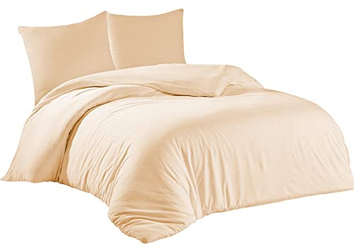Livessa Bettwäsche 155x220 3teilig Baumwolle - Bettwäsche mit Reißverschluss: Bettbezug 155x220 cm + 2er Set Kissenbezug 80x80 cm, Oeko-Tex Zertifiziert, aus%100 Baumwolle Jersey (140 g/qm)