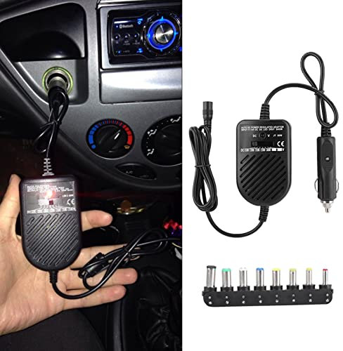 80W Universal Laptop Car Charger, DC 15V 16V 18V 19V 20V 24V Travel Adapter with 8 Plugs for IBM Thinkpad Toshiba Fujitsu and More Notebook Computers