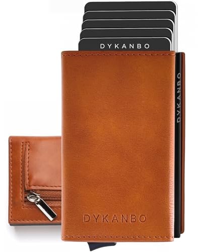 DYKANBO Porte Carte Homme Slim avec Système Pop-UP et Protection RFID, Porte Feuille pour Homme Compact avec Porte-Monnaie et Fermeture Magnétique – Design Moderne