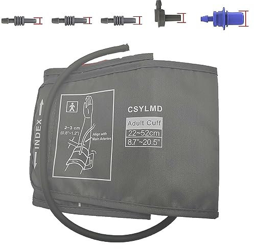 Extra Large Blood Pressure Cuff (5.9-9.5 | 8.7-12.6 | 8.7-20.5) - XL Replacement BP Cuff for Big Arms, Compatible with Omron BP Monitors, Adult Cuff Only… (Large + 5 Connectors)