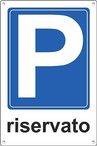 Pubblimania Parcheggio RISERVATO CARTELLO in alluminio composito da 3 mm. Per uso esterno o interno (1 Parcheggio Riservato 20x30)