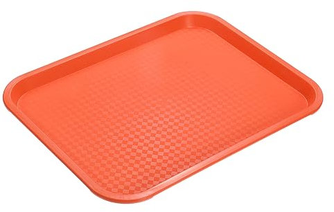 uxcell Bandejas de plástico para comida rápida a granel de 10 x 14 pulgadas, bandejas rectangulares para servir, bandejas de cafetería, plato de servir para restaurante, fiesta, cocina (naranja)