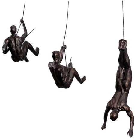VINGAA Kletterer-Skulptur - Moderne dekorative Kunst, Klettermännchen-Figuren, Einfachheit, Kunstharz, Klettermann, Wandkunst, für Zuhause und Büro Dekoration (3er Set)