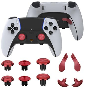 Hzxkqmil Baguettes de Pouce en Métal pour PS5 Edge Manette, 6 Joystick Stick Analogiques 4 Palettes Arrière Boutons de Déclenchement Interchangeable pour PS5 Edge, Rouge