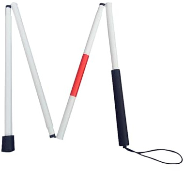 SEMINISMAR Faltbare Blind Stick, Faltbare Gehstock für Blinde, 124 cm, Blindstock, 4 Sections, Weiß