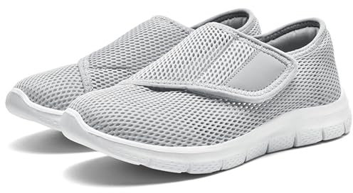 Aocase Basket Femme Chaussure de Marche sans Lacets Mesh Respirant Confortable Casual Sport Running Fitness Gym Sneakers Chaussures Large et Confortable pour Pieds Gonflés,Gris,39/245mm