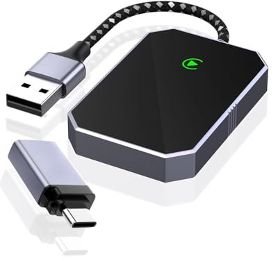 Wireless CarPlay Adapter for Apple and Android – 2024 Upgrade 2-in-1 Wireless Dongle for Cars with Factory Wired CarPlay/Android Auto, Seamless 5.0GHz WiFi Auto-Connect