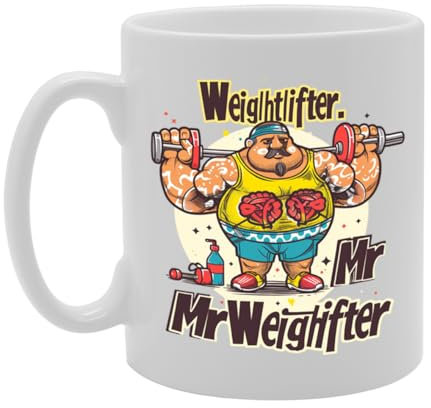 Coralgraph MG6084 Mr Weightlifter Mug - for Weightlifters, Fitness Enthusiasts, Gym Goers, Durable Ceramic, Dishwasher Safe, Premium Print