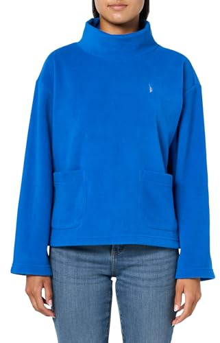 Nautica Women's Funnel Neck Solid Polar Fleece Sweatshirt, Cerulean, XL
