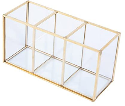 MERRYHAPY Multifunctional Makeup Storage Box Stylish Glass Jewelry Organizer for Cosmetics Nail Brushes and Sundries Space-saving Design for Women and Girls