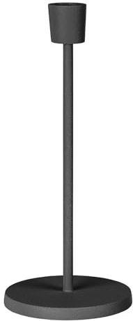 BUTLERS Stabkerzenhalter Aluminium - Highlight - | Farbe Schwarz - ø10 x H24 cm - Kerzenständer für Esstisch & Sideboard - Kerzenleuchter für Wohnzimmer & Flur
