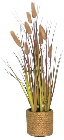 creativ home Künstliches Lagurusgras, Lampenputer, Kunstpflanze, Dekopflanze, Dekogras, Kunstgras im Topf ca. 40-45cm