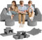 Spielsofa Kindersofa,14-Teilige Modulare Kinderspielcouch,Kindersofa aus Schaumstoff Bausteine,Spielsofa für Kinder & Kindersessel,Kuschelecke im Kinderzimmer,zum Spielen,Kreativsein,Schlafen (Grau)