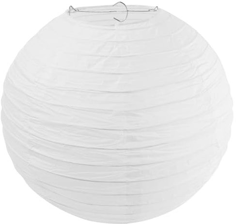 6 Lanterne di Carta Bianco 30 cm - Stile Bambù Decorative per Celebrazione, Classici a coste, Lampade Rotonde con Schermo