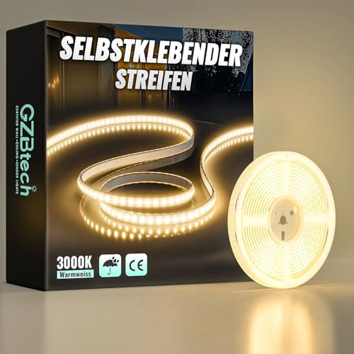 GZBtech Silikon LED Strip Light 3M, 230V 3000K Warmweiss LED Streifen Schrankbeleuchtung, kürzbar Selbstklebend LED Lichtband für Schlafzimmer Küchen Innen Außen Deko und Kommerzielle Nutzung