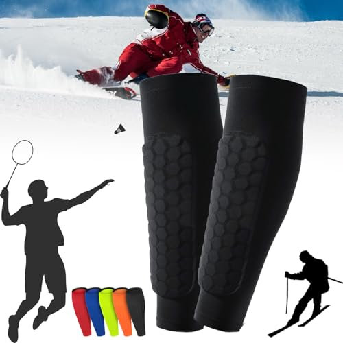 Qosigote 1 Pair Skiguard Socks, Skiguardsocks, Shindefender Shin Guards,Soccer Shin Guards with Honeycomb Pads, Soccer Shin Guard Sleeves, Shin Guards Soccer Adult for Sports (1pair Black,M)