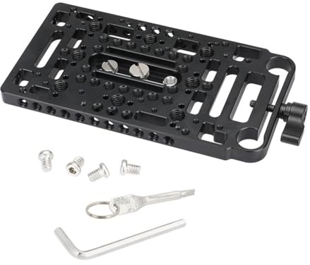 Pyugxab Cheese Plate V Mount Battery Plate with 15mm Rod Clamp One-Piece for V Lock Power Supply Plate Power Splitter Adapter