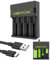 Battery Charger with 4 Slots,Ni-MH 3.7V Individually Charger for AA AAA Rechargeable Batteries,USB and Type C Input Intelligent LCD Screen for 18650 18500 21700 26650 14500 16340 Batteries