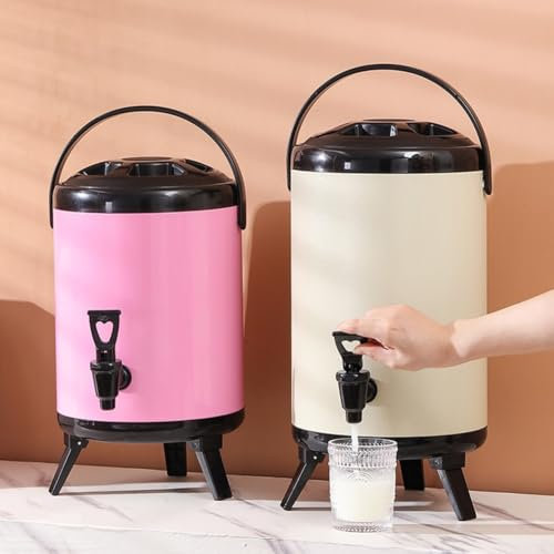 Seau à lait avec robinet, seau isotherme de grande capacité, distributeur de boissons chaudes et froides pour camping, pique-nique, fête (6 l, argenté)