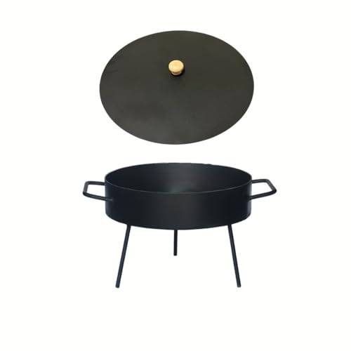 Genérico Disco De Arado Con Tapa Inoxidable Paellera Argentina de Acero al Carbono para Cocinar con Patas desmontables Varios tamaños Nic Store BBQ (25cm)