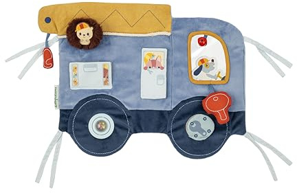 Lilliputiens, Stoff-Entdeckungs- und Aktivitätstafel, Ab 3 Monaten | Einfach an Bett oder Laufstall zu Befestigen, 6 Sinnesaktivitäten: Spiegel, Glocke, Perlenrassel und Knisterklang