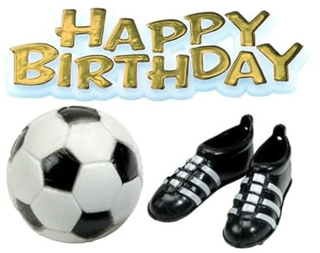 Anniversary House Football, Boots & Happy Birthday Gold Motto Cake Topper Kit, BU045