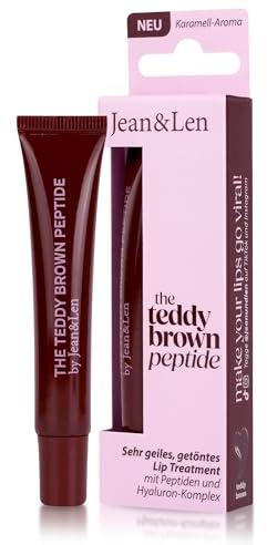 Jean & Len Lip Treatment Teddy Brown, vegan, 10 ml | Leicht getönte Lippenpflege mit Gloss-Finish, Peptide für sichtbaren Plumping-Effekt, Karamell-Aroma, nicht klebrig