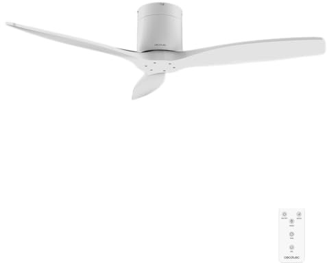 Cecotec Deckenventilator EnergySilence Aero 5400 Classic White&White | 40-W-DC-Motor, 132 cm, 3 Flügel, 6 Stufen, Fernbedienung, Timer bis 8 Std., Sommer-/Wintermodus