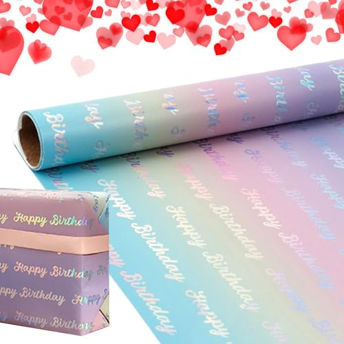 Geschenkpapier Für Schachteln Irisierend Multifunktional | Stern Buchstaben Geschenkpapier Geburtstagsmotiv Für Erwachsene Teenager Kinder Party Treffen Schulveranstaltung