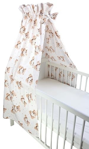 TupTam Babybett Himmel mit Schleifchen, Farbe: Teddybär mit Herz/Beige, Größe: ca. 160x240 cm