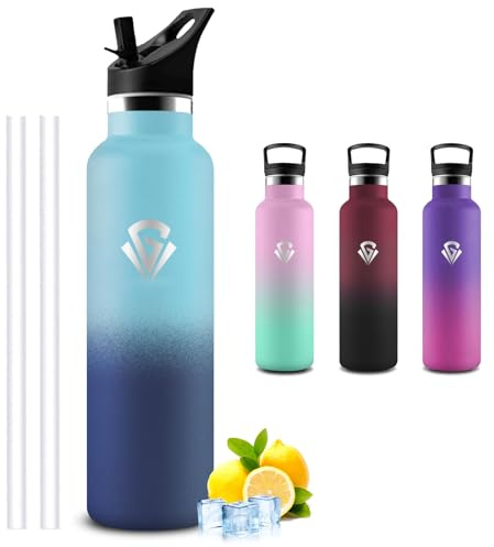 Botella Agua Acero Inoxidable- 1 litro- Botella Agua- A Prueba de Fugas- Cantimplora Gym- Termo sin Bpa- Mantiene 24H Frio/12H Calor, Cantimplora para Deportes, Cámping, Gimnasio, Running