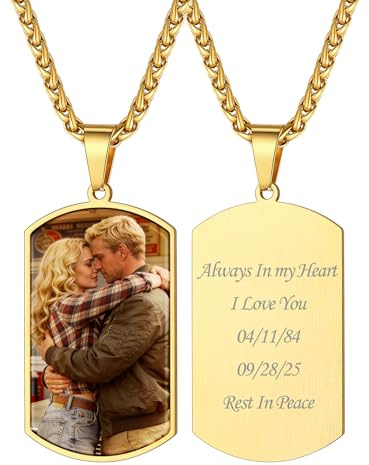 Custom4U Collar con Foto Personalizada, Corazón/Redondo Acero Inoxidable 316L Colgante Personalizado Mujer con 1/2 Fotos Regalo Romántico Aniversario para Mujer Hombres