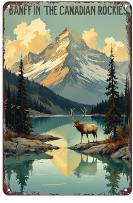 Eisenmalerei Banff In Den Kanadischen Rocky Mountains Natur Metallschilder Retro Blechschilder Nostalgie Blechschild Für Garten Office Badezimmer 20X30CM
