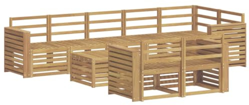 vidaXL Outdoor-Sofagarnitur 9 pcs Weiß 59 x 59 x 37 cm, Garten-Sofa, modulares Ecksofa, modernes Outdoor-Möbel, Loungeset, Akazien-Couch in Braun