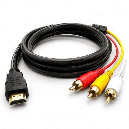 Yowfond 1 cable adaptador HDMI de 1,5 m a 3 RCA, 3 cables RCA AV para transmisión de audio/vídeo, compatible con TV, proyector, receptor, DVD y dispositivos con entrada analógica