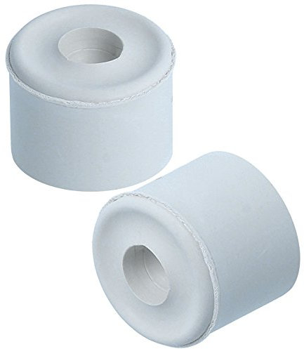 2X White Rubber Door Stops - Non-Marking 3.5cm Floor Mounted Stopper/Jammers