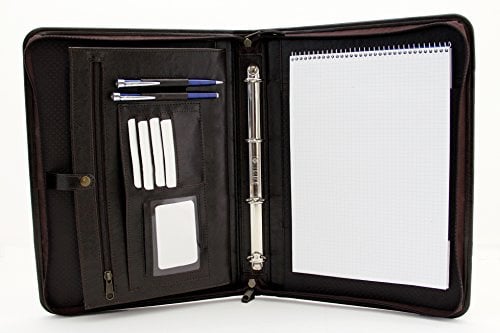Ringmappe aus PU-Leder, A4, für Präsentationen, Meetings und Konferenzen, mit Griff braun