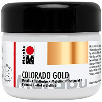 Marabu 12640025782 - Metallic Effektfarbe, Colorado Gold metallic silber 225 ml, auf Wasserbasis, lichtecht, wetterfest, schnell trocknend, zum Pinseln und Tupfen auf saugenden Untergründen