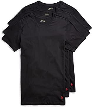 Polo Ralph Lauren Underwear Men's 3 Pack Slim Fit Crew Tees, Black, M